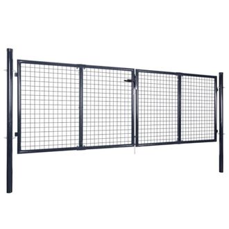 Berkfield Home Mesh Garden Gate Galvanised Steel 289x100 cm Grey