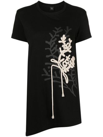 Yohji Yamamoto rope-embellished short-sleeve T-shirt - women - Cotton - 2 - Black