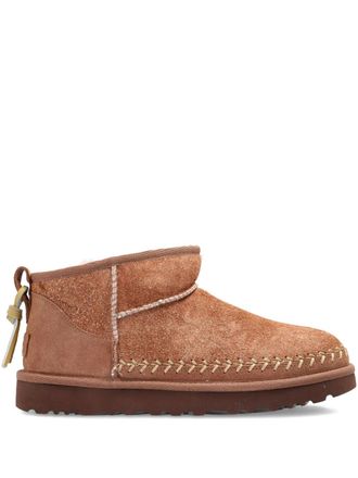 UGG mini Biarritz suede-leather stitched boots - Brown