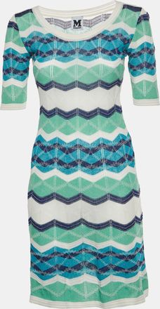 M Missoni Multicolor Chevron Pattern Cotton Knit Dress