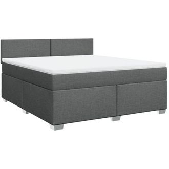 vidaXL Vidaxl - Cama Box Spring Con Colch&oacute;n Tela Gris Oscuro 180x200 Cm
