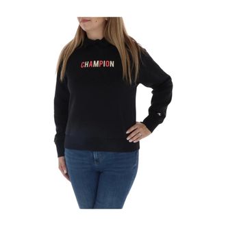 Champion Zwarte Bedrukte Hoodie Dames Herfst/Winter - Dames - Hoodies - Zwart - S - Katoen - Hoodies & sweatvesten