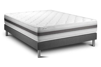 VITALIT Somier gris + colch&oacute;n con espuma viscoel&aacute;stica 180 x 200