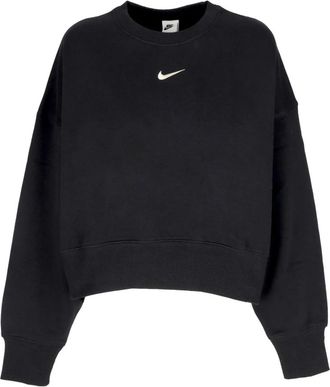 Nike Cropped Crewneck Sweatshirt Phoenix Fleece - Dames - Sportshirts - Zwart - L - Katoen - Fitness