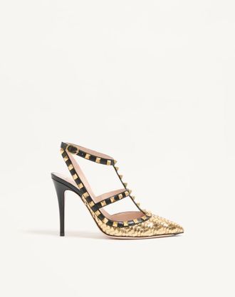 Valentino Garavani Rockstud Pumps in Woven Laminated Nappa 100Mm Wo