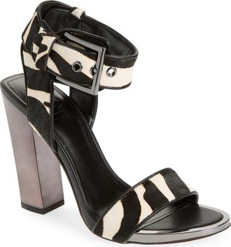 DKNY Terah Ankle Strap Sandal in Black/White Calf Hair at Nordstrom Rack, Size 7.5