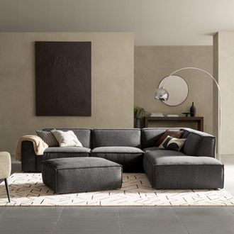 Castlery Gray Right Extended Chaise Sectional with Ottoman by Castlery, Black Color
