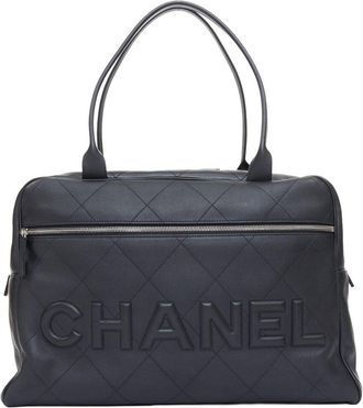 Chanel Black Quilted Leather 2023 Spellout Bowling Bag (Authentic Pre-Loved)