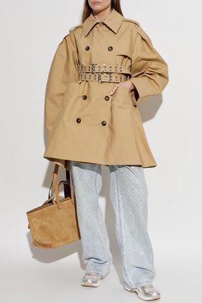 Ganni Trench Coat With Belt, Womens, Beige