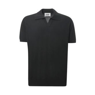 Alpha Studio Polo Shirts, male, Black, Size: 2XL V-neck Polo Shirt