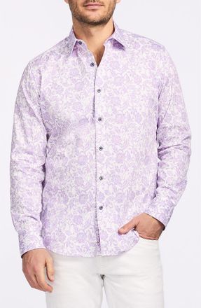 Robert Graham Caledon Cotton Button-Up Shirt in Purple at Nordstrom Rack, Size X-Large