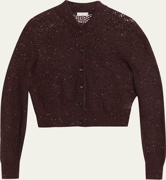 Brunello Cucinelli Glam-Knit Paillette Mesh Cardigan