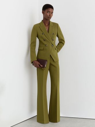 Reiss Chartreuse Green Petite Double-breasted Peak-lapel Suit Blazer, 12