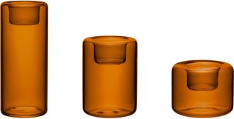 Kosta Boda Happy Set of 3 Glass Votive Holders in Amber at Nordstrom
