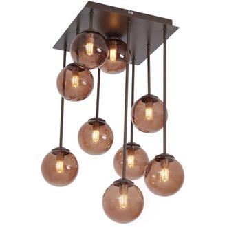 QAZQA Qazqa - Dise&ntilde;o L&aacute;mpara De Techo De Dise&ntilde;o Bronce Con Cristal Bronce 9 Luces - Athens Acero /vidrio Cuadrada /esfera Adecuado Para Led Max. 9 X 8 Watt