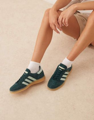 adidas Originals Handball Spezial - Sneakers verde scuro con suola in gomma