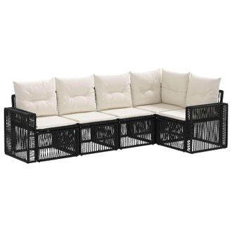 vidaXL Conjunto De Sof&aacute;s De Jard&iacute;n 5 Pcs Negro Y Blanco Crema Vidaxl