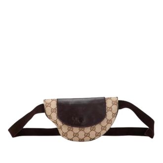Gucci Vintage, unisex, Beige, ONE Size, Pre-owned Canvas Crossbody Tas