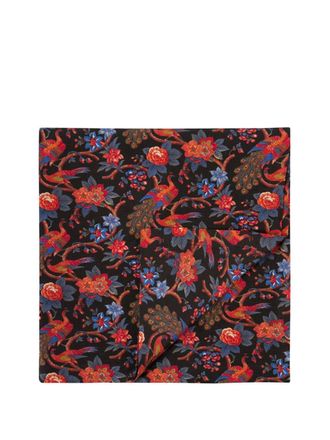 La DoubleJ Pavone-print linen tablecloth - unisex - Linen/Flax - 180x180 - Black