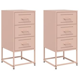 Berkfield Home Bedside Cabinets 2 pcs Pink 36x39x78 cm Steel | Size: 36 x 39 x 78 cm