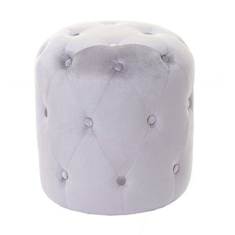 Hhg Hhg - Nunca Usado] Taburete 515, Taburete Otomano, 42x39cm Certificado Mvg, Terciopelo Gris Claro