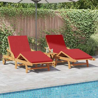 vidaXL Vidaxl - Sun Lounger 2 pcs Red 200 x 67 x 84cm Solid Acacia wood
