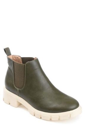 Journee Collection Rorke Lug Sole Chelsea Boot in Green at Nordstrom Rack, Size 7.5