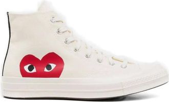 Comme Des Gar&ccedil;ons x Converse Chuck 70 heart-motif high-top sneakers - men - Cotton/Cotton/Rubber - 42.5 - White