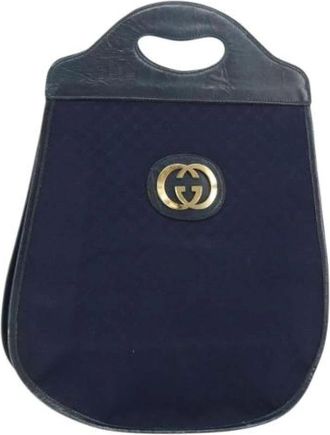 Gucci Pre-owned Handbags, female, Blue, Size: ONE SIZE Pre-owned Vintage Canvas Handbag