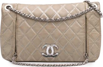 Chanel Pre-owned Womens Quilted Lambskin Crossbody Bag - Tan Leather - One Size