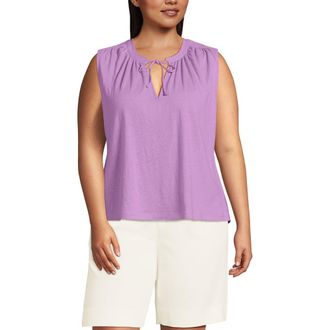 Lands End Linen Blend Notch Neck Swing Tank Top in Wild Lilac at Nordstrom, Size 1 X