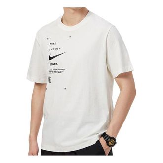 Nike Mens Nike Solid Color Logo Round Neck Short Sleeve White T-Shirt DX5817-110