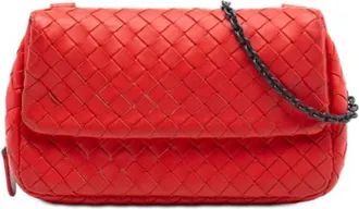 Bottega Veneta Pre-owned Cross Body Bags, female, Red, Size: ONE SIZE Pre-owned Leather Crossbody Bag