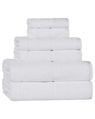 Superior Mile Smart Twist Cotton Medium Weight Solid Broad Border 6pc Towel Set