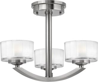 Netlighting Meridian 3 Light Semi Flush Multi Arm Ceiling Light Brushed Nickel G9