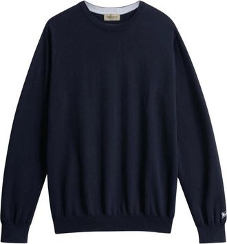 Woolrich Trui met ronde hals - Heren - Ronde hals truien - Blauw - 2XL - Katoen - Truien & Vesten