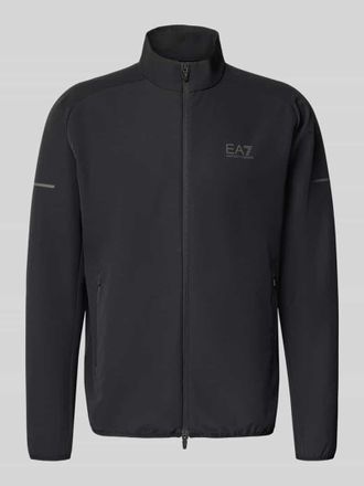 Emporio Armani Regular Fit Sweatjacke mit Logo-Print Modell Ventus in Black, Größe XL