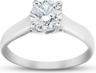 Pompeii3 1 1/4 Ct Solitaire Round Cut Diamond Engagement Ring 14k White Gold Enhanced
