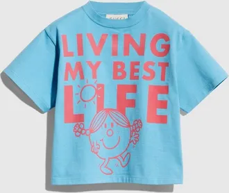 Gucci Kids - Cotton T-shirt With Print, Blue