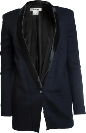 Helmut Lang Helmut Lang, Blauwe blazer met ponyleer revers