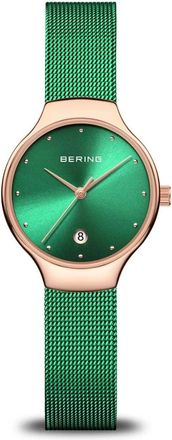 Bering Dameshorloge Cassic Collection Roestvrijstalen Armband en saffierglas Groene Verlichting 13326-868 - Dames - Horloges - Groen - ONE Size - Accessoires