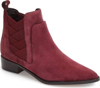 Rebecca Minkoff Suede Leather Pointed Toe Ankle Boots In Burgundy