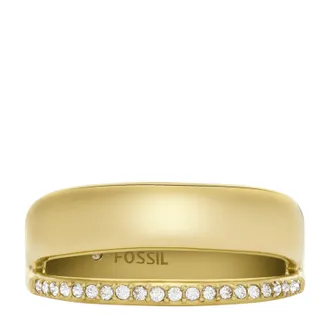 Fossil Womens s Archival Glitz Gold-Tone Stainless Steel Band Ring