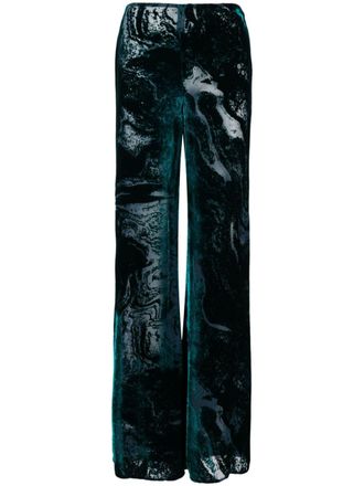 Alberta Ferretti abstrract-print palazzo pants - women - Silk/Viscose/Acetate/Silk/Elastane - 40 - Green