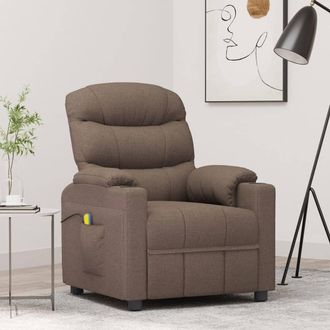 vidaXL Sill&oacute;n De Masaje Reclinable De Tela Gris Taup&eacute; Vidaxl