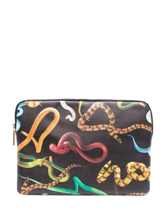 Seletti snake-print laptop case - unisex - Polyurethane - One Size - Black