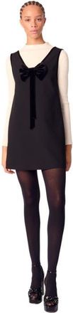 Maje Pinafore mini dress with velvet collar in Black at Nordstrom, Size 36 Eu