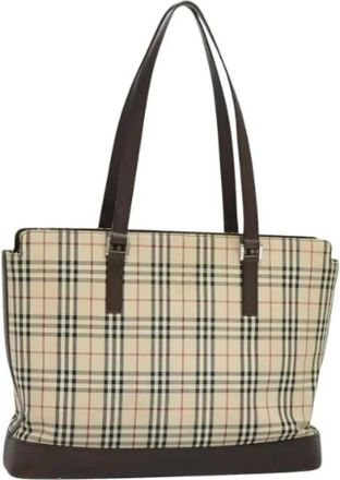 Burberry Tweedehands Canvas handtassen - Dames - Vintage Shopper - Beige - ONE Size - Leer - Vintage