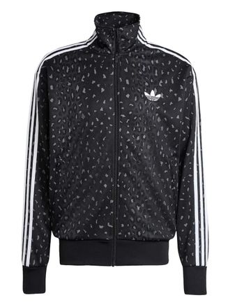 adidas leopard-print zip-up sweatshirt - men - Recycled Polyester/Cotton - M - Black