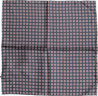 Dolce & Gabbana Blue Patterned Silk Square Handkerchief Mens Scarf